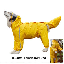 Dog Raincoat for Large Dogs Fully-Covered Hooded Waterproof Dog Rain Jacket with