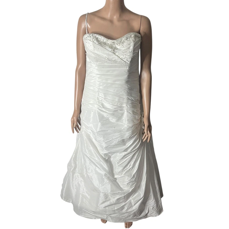 Alfred Angelo Sapphire 753 Wedding Dress Womens 12 White Beaded Bridal Gown - Image 3 of 4
