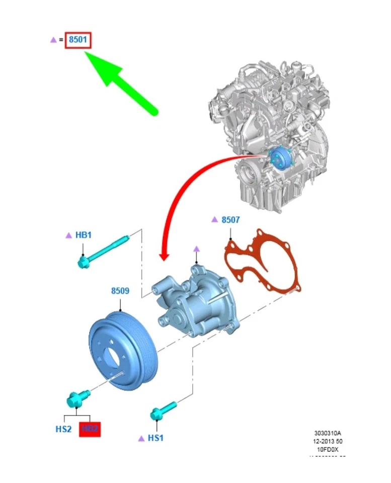 FORD B-MAX B232 Water Pump Repair Kit 1766164 CM5G-8591-AA NEW GENUINE - Image 2 of 2