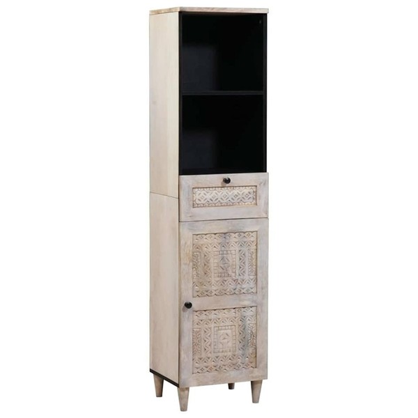 Badezimmerschrank Mit Regal Weiß 38 X 33 X 160 Cm Holzwerkstoff-image