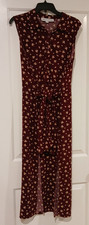 Emma and Michele Sleeveless Burgundy Midi Cotton Dress Size M with Tie Front