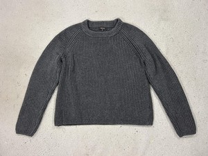 Quince Sweater Womens Medium Gray Organic Cotton Fisherman Chunky Knit Crewneck