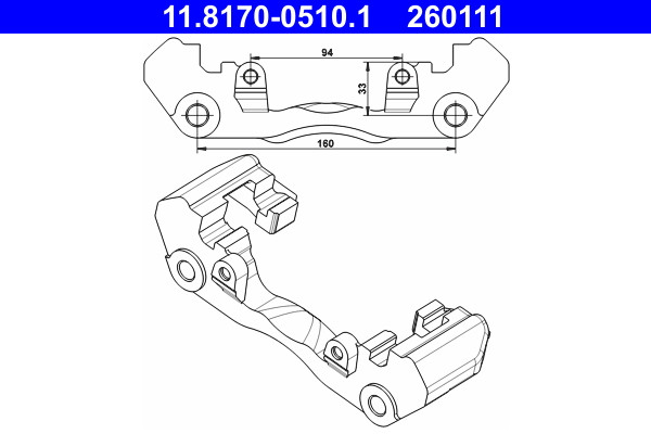 ATE 11.8170-0510.1 TräGer, Bremssattel FüR MERCEDES-BENZ, VW-image