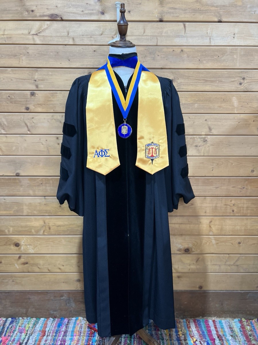 Doctoral Faculty Graduation Gown Regalia PhD Black Velvet Panels Gold Blue 51 | eBay Doctoral Faculty Graduation Gown Regalia PhD Black Velvet Panels Gold Blue 51 | eBay