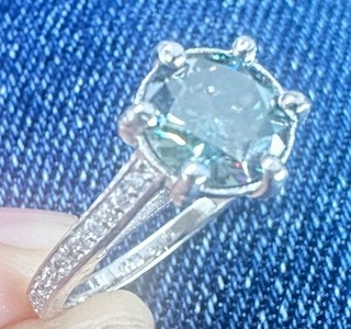 2.5 Ct Blue Round Real Moissanite Halo Engagement Ring Sterling Silver Size 7