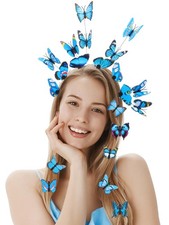 Butterfly Headbands Fascinators Hat Butterfly Crown for Women,Blue