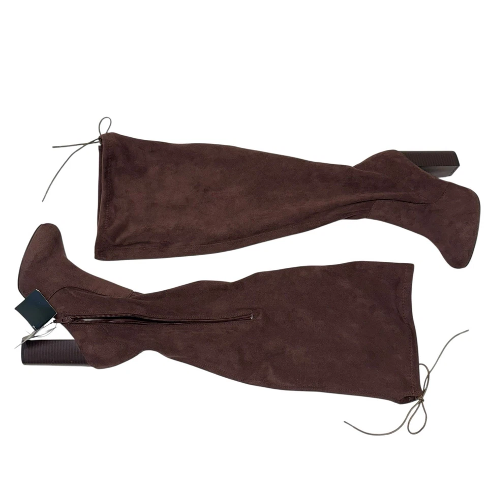 Forever 21 NUEVAS Botas Anchas de Gamuza Marrón de Pantorrilla Sobre la Rodilla Talla 7 S-5 Foto 2 de 4
