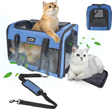 Soft-Sided Large Cat Carrier for 2 Cats, Spacious Foldable Pet Travel Carrier fo