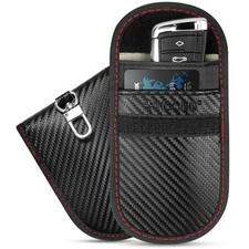 2PK Faraday Bag for Key Fob, 3.5''X5.0'' Faraday Cage Protector, Medium Black