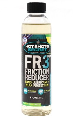 Hot Shot's Secret FR3 Friction Reducer Engine Oil Additive 8oz Bottle Diesel Gas