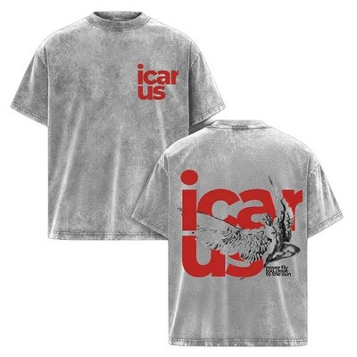 Icarus Never Fly Too Close To The Sun T-Shirt Acid Wash Broken Wings Christian T