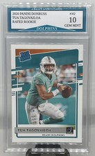 2020 Panini Donruss Tua Tagovailoa Dolphins Rated Rookie Card #302 Gem Mint 10!. rookie card picture