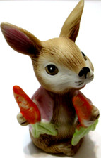 Vintage Easter Decor - HOMCO Bunny Rabbit Eating Carrots Figurine # 1410