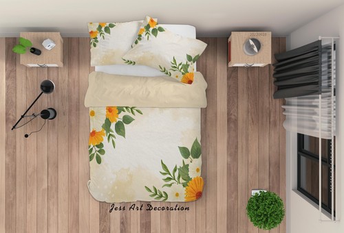 Set copripiumino 3D con motivo semplice foglia floreale set biancheria da let... - Foto 4 di 8