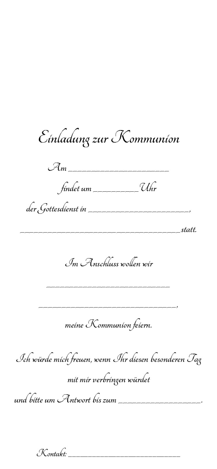 Einladungskarten Einladung zur Kommunion Konfirmation Taufe mit Umschlag ADC1705