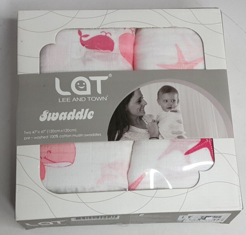 LAT Baby Swaddle Blanket Large Premium Muslin Swaddling Cotton 47 x 47'',  PACK