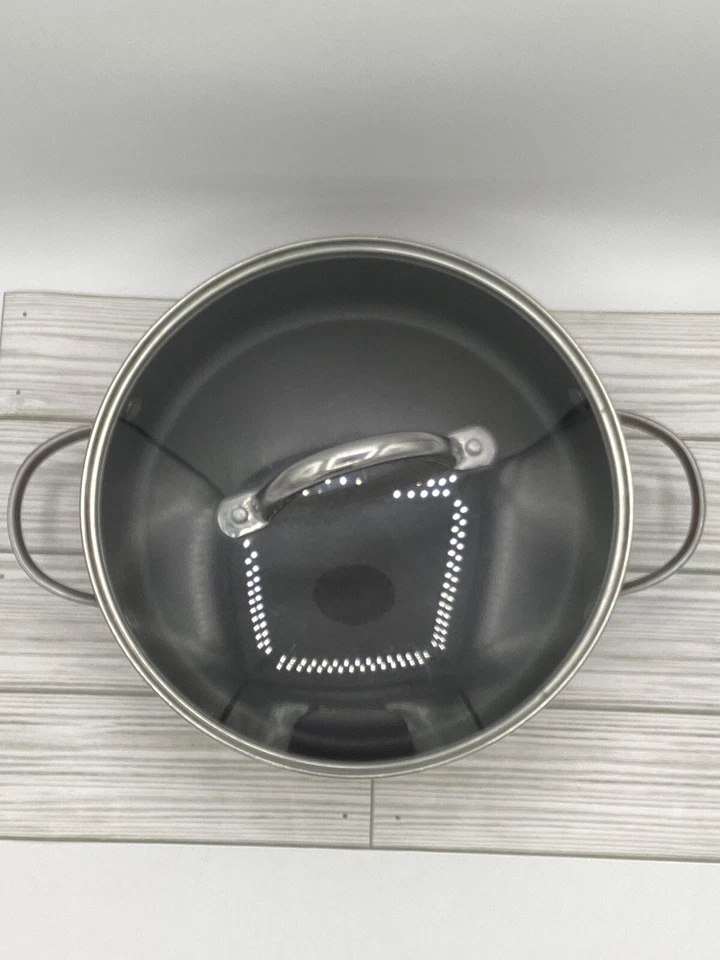 Horno holandés cubierto de 3 cuartos de galón de acero inoxidable revestido de chef Anolon Foto 3 de 4