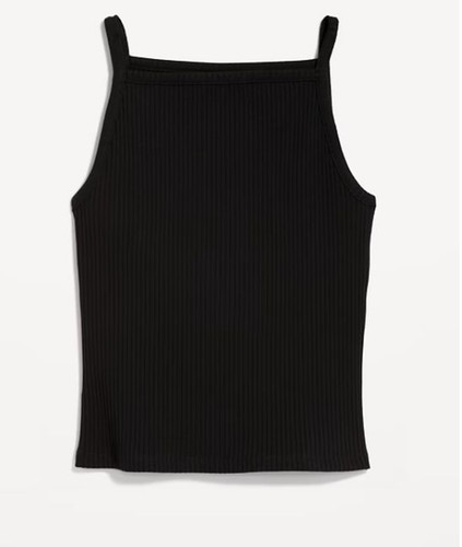 Women's Large Rib Knit Cami Tank Top Black Old Navy square neck Spaghetti straps