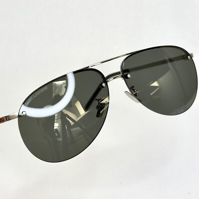 SAINT LAURENT SL 416 001 Silver Black Aviator Teardrop Sunglasses
