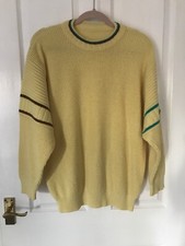 VINTAGE VTG Yellow Green Best Country Patch Wool Knitted Jumper, Approx Size 14