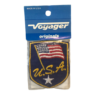 USA US AMERICAN FLAG EMBROIDERED 2.5'' SHIELD PATCH IRON ON BACKING MINT IN PACK