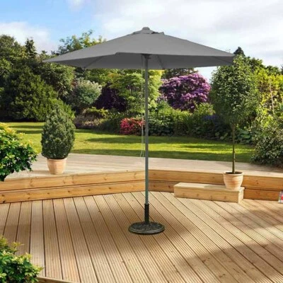 GARDEN MILE 2m Aluminium Parasol Umbrella Grey Garden Patio Table Sun Shade Canopy Large