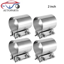 4PCS 2 Inch Butt Joint Band Exhaust Clamp Sleeve Coupler T304 Stainless Steel