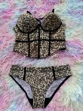 leopard print lingerie/leopard print corset bra Set lingerie/lingerie Medium 