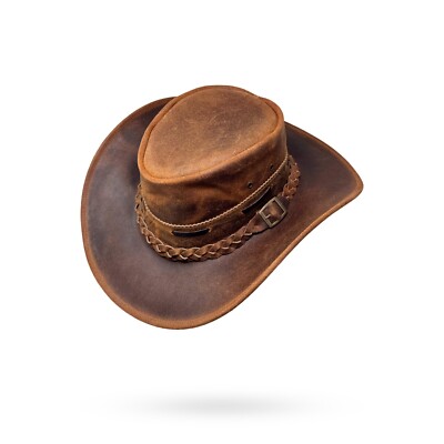 Lederhut Western Cowboy   Outdoor Hut Reiten, Wandern & Abenteuer Rustic Brown