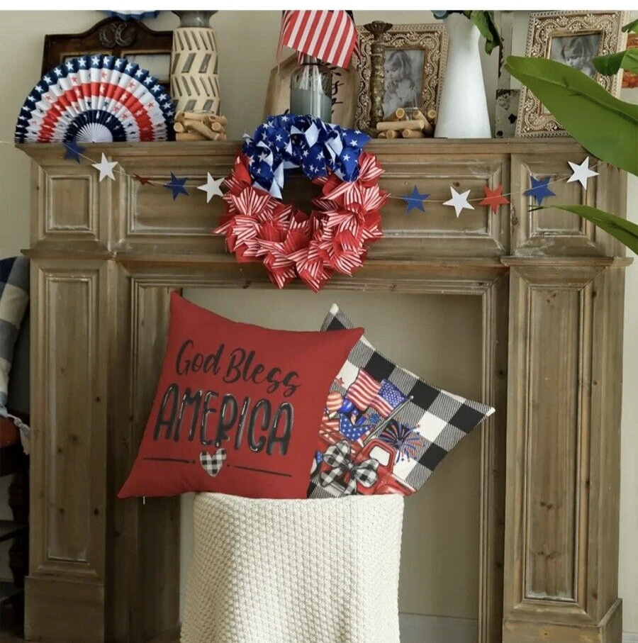 4 июля наволочки Buffalo клетку День независимости 16 «x 16» патриотический новый!! - Изображение 3 из 4