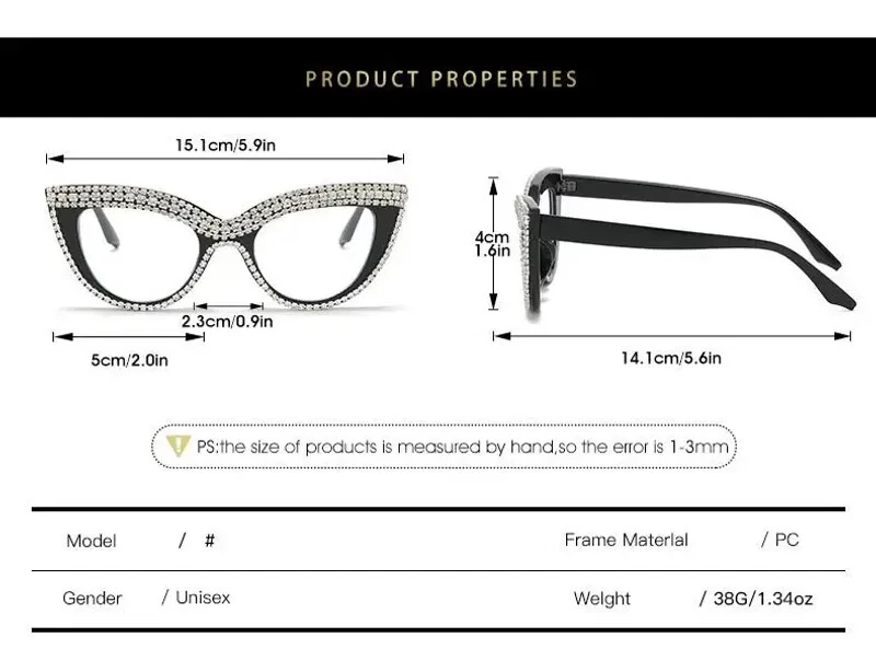 Novos óculos de leitura femininos personalizados anti-azul olho de gato cravejado de diamante - Imagem 3 de 4