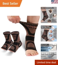 Lightweight Copper Ankle Brace - Pain Relief Compression Sleeve (Large, Unisex)