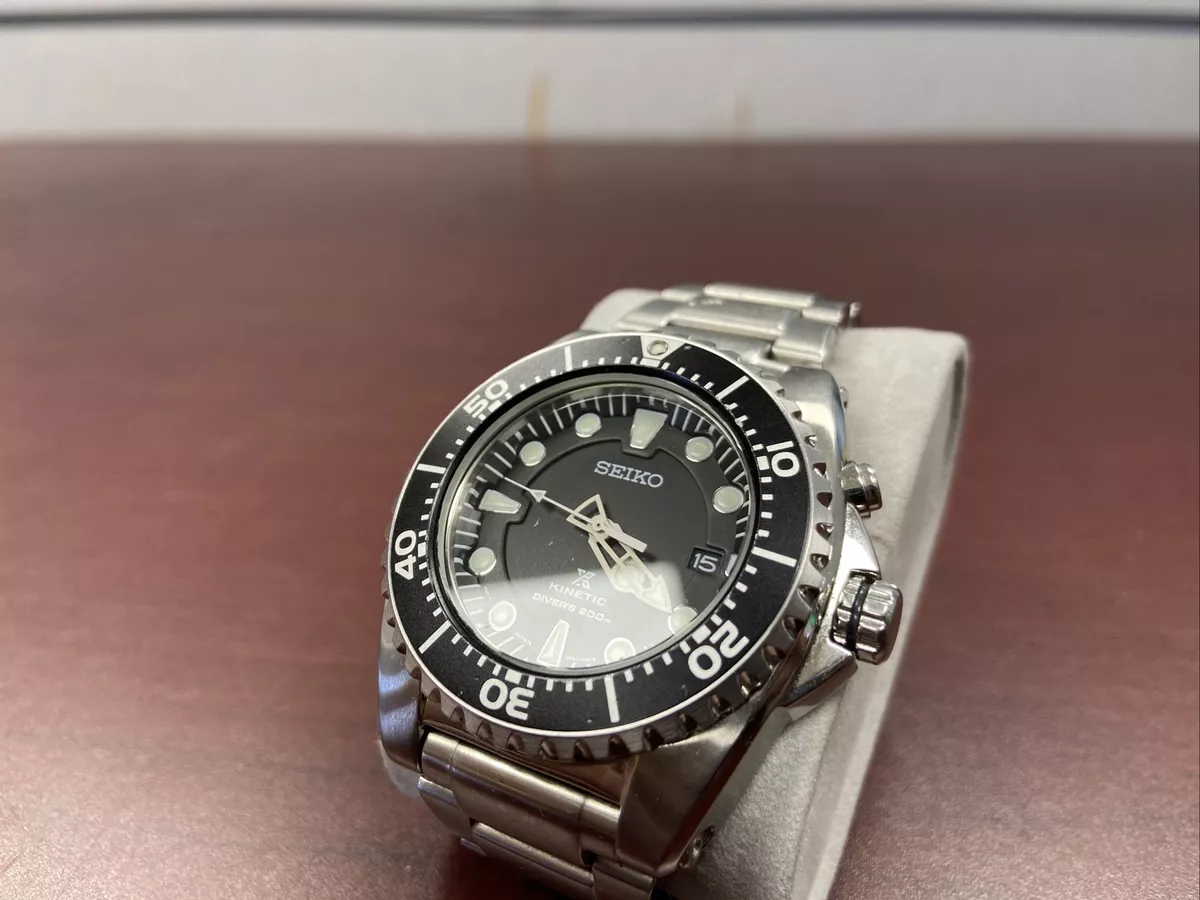 SEIKO DIVER KINETIC 5M62-0BL0 Analog Black 200m Working | eBay