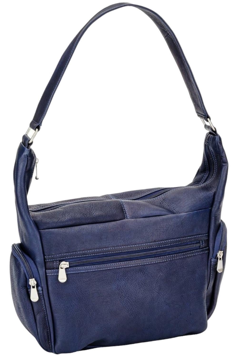 Кожаная сумка через плечо Le Donne Aria Hobo темно-синего цвета 11090₽