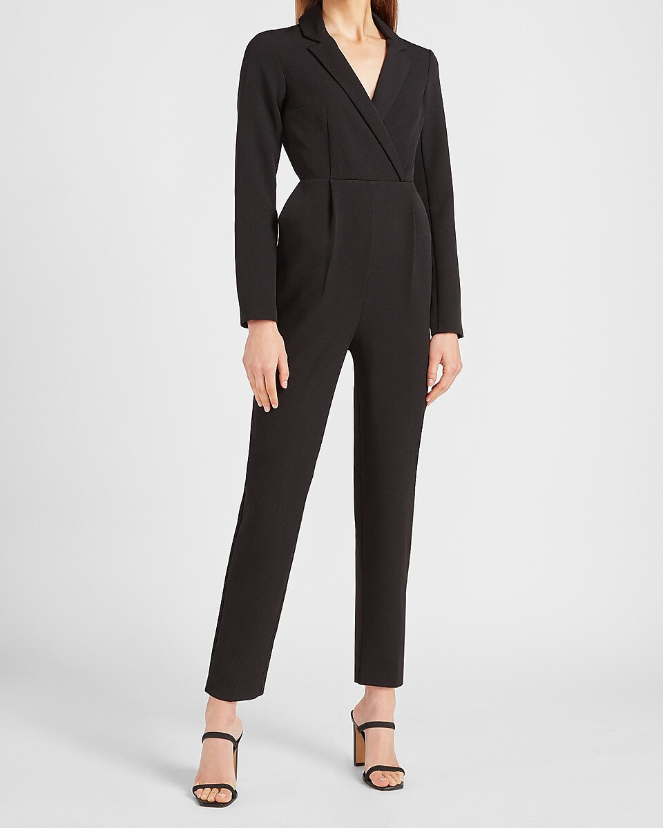 NEW EXPRESS $108 BLACK LONG SLEEVE BLAZER JUMPSUIT SZ 2 | eBay