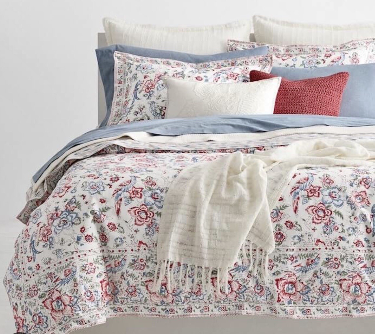 Ralph Lauren Lucie Floral Stripe Queen Comforter Shams + Sheet Set 7 PC