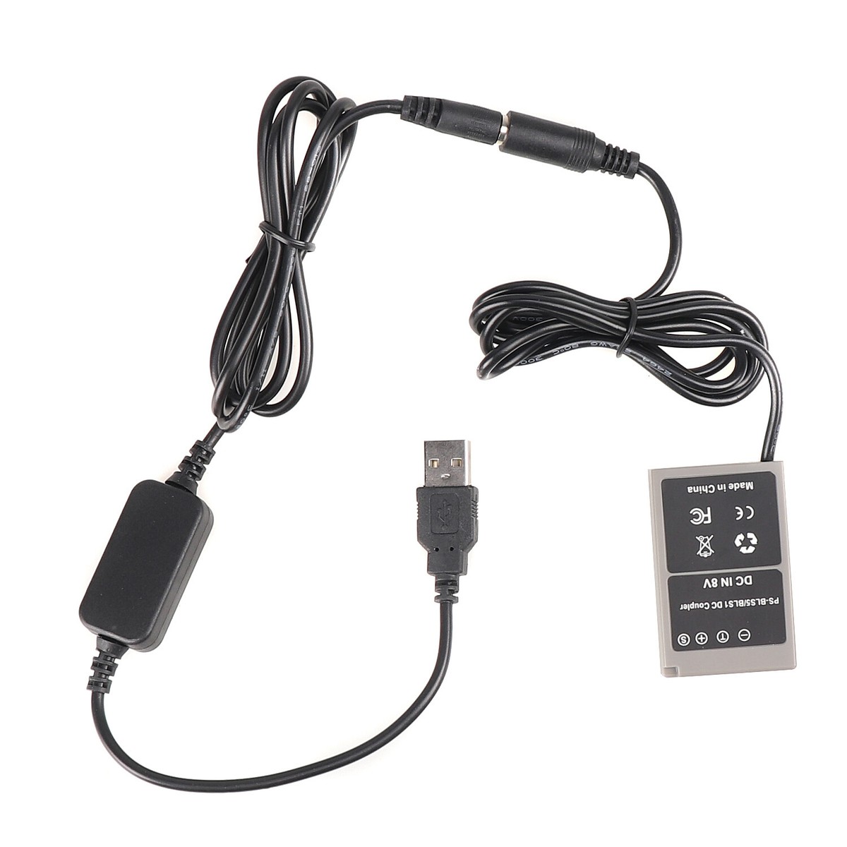 BLS-1 BLS-5 Dummy Battery DC Coupler+USB Cable for Olympus E-PL8 E