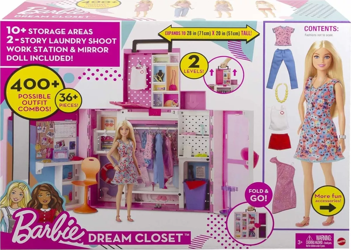 BARBIE Coffret Dressing Deluxe de Barbie / 30 Tenues accessoires Jeux jouet  NOEL