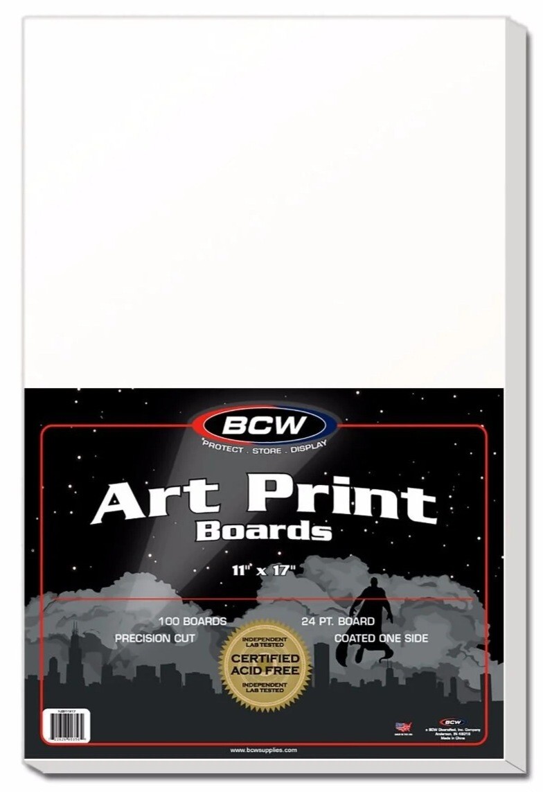 BCW Art Print Boards 100 CT. 11"X17" AcidFree Backer Backing for Bags