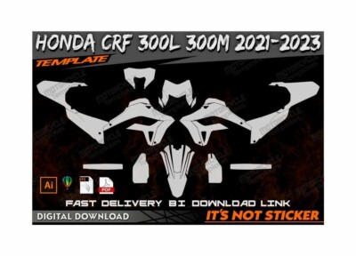HONDA CRF 300L 300M 2021-2023 template vector 1/1 real scale EPS PDF CDR format