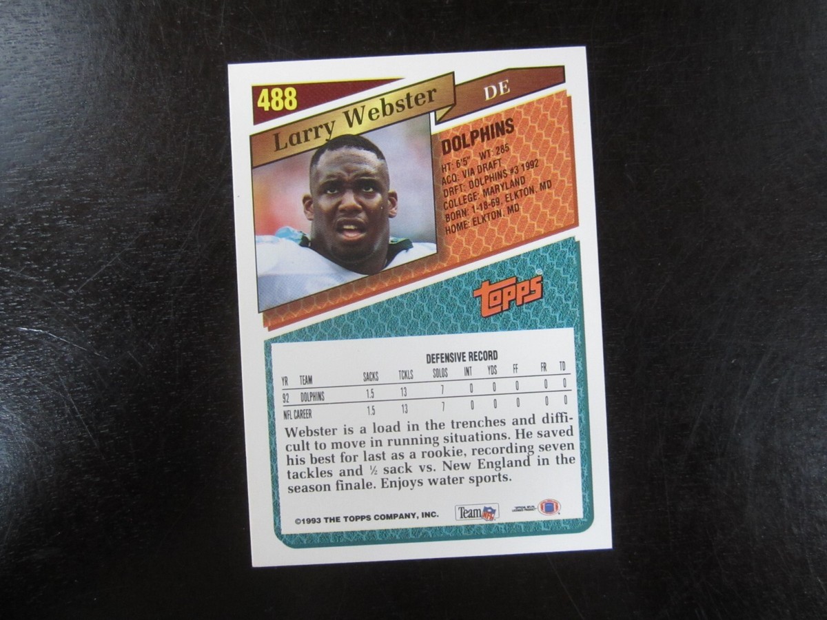 1993 Topps # 488 Larry Webster Autograph Signed Auto Card (M2