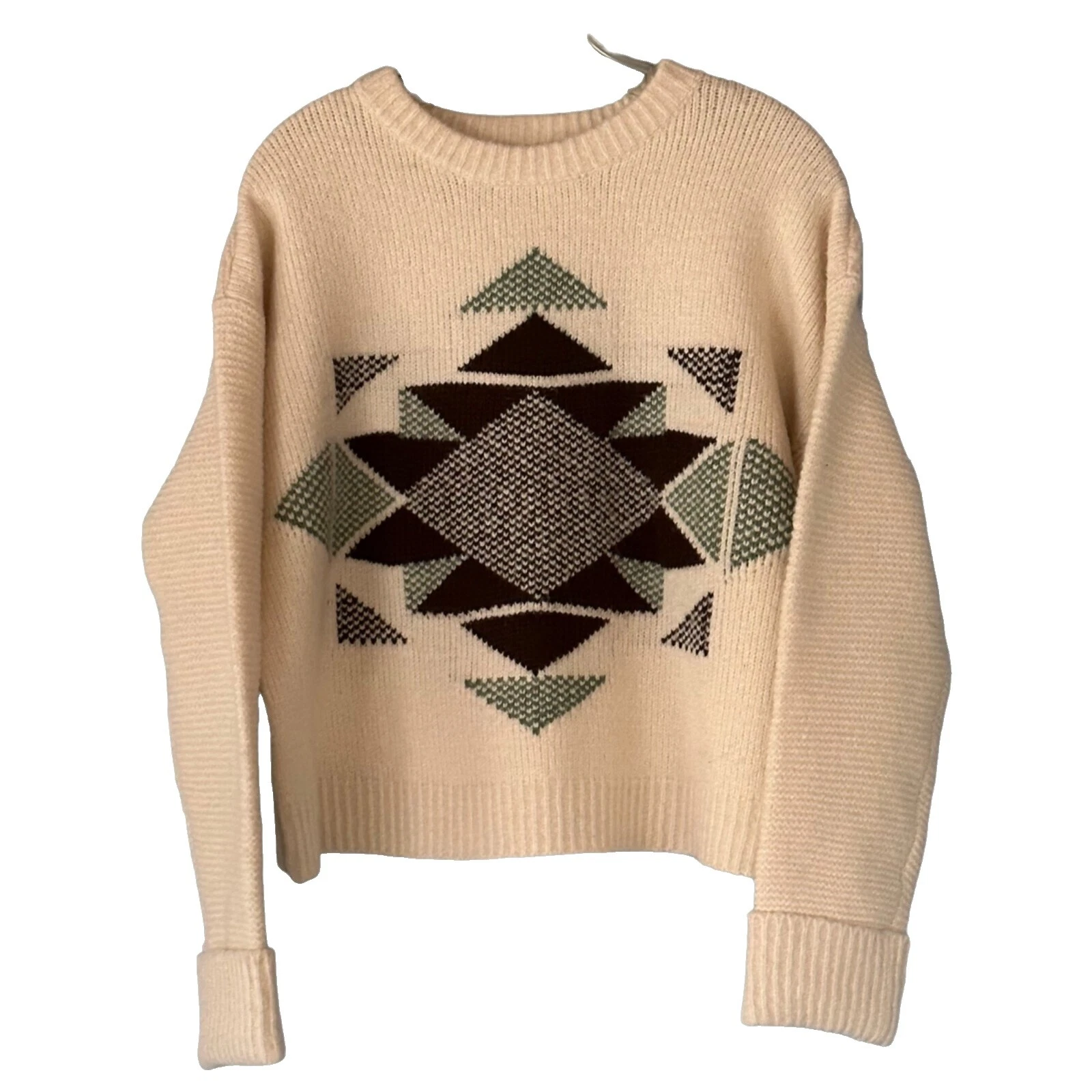 Brown Polyester Geometric Sweaters for Women