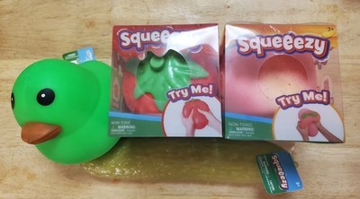 Squeezy Lot Sunny Days ToyMendous Peach Strawberry Duck Pickle (Lot Of 4)