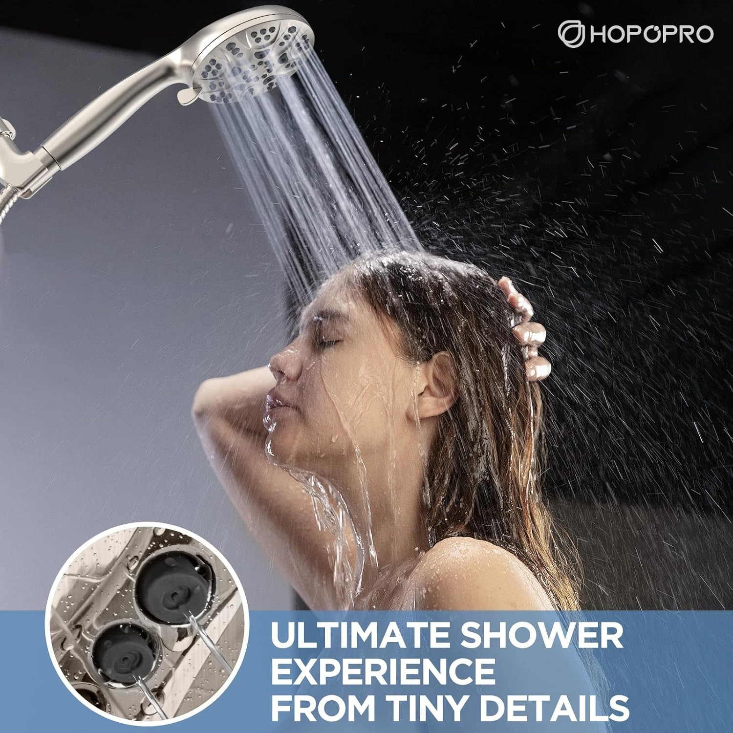 ALL METAL 3-Spray Hand Held Shower Head, 2.5 GPM High Flow Handheld Showerhead