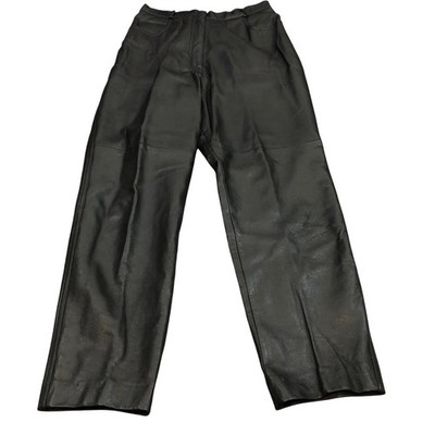 Bagatelle Leather Pants Womens 12 Black High Waisted Straight Leg Vintage Biker