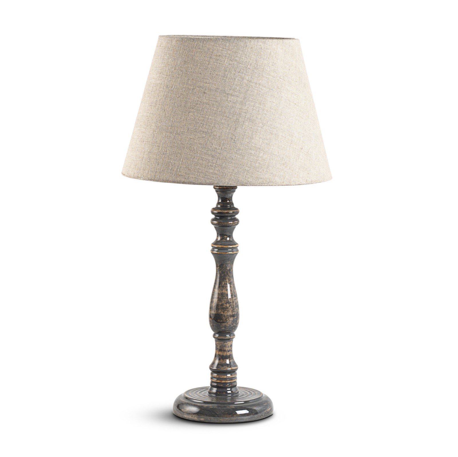 Lamp Large Grey Living Room Bedroom Bedside Table Wooden Fabric Shade Nightstand