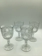 4 LIBBEY Crystal Glasses No Star 1950 Vintage 5.5 Inch Excellent Condition Set
