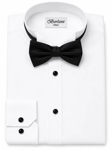 Berlioni Italy Men's Premium Formal Tuxedo Shirt Wing Tip + Bow Tie