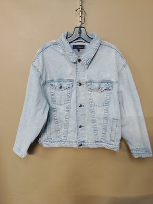 Distressed Regal Exchange Mens Blue Jean Jacket Light Wash Denim Small