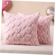 Valentines Pillow Covers 18 x 18 Inch Set of 18" x 18" Pack of 2 Pink Heart